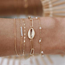 Load image into Gallery viewer, IPARAM Vintage Stone Moon Shell Bracelet Set 2019 Bohemian Geometric Gold Silver Tassel Metal Bracelet & Bracelet Jewelry Gift
