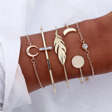 Load image into Gallery viewer, IPARAM Vintage Stone Moon Shell Bracelet Set 2019 Bohemian Geometric Gold Silver Tassel Metal Bracelet & Bracelet Jewelry Gift