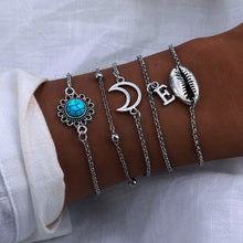 Load image into Gallery viewer, IPARAM Vintage Stone Moon Shell Bracelet Set 2019 Bohemian Geometric Gold Silver Tassel Metal Bracelet &amp; Bracelet Jewelry Gift
