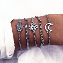 Load image into Gallery viewer, IPARAM Vintage Stone Moon Shell Bracelet Set 2019 Bohemian Geometric Gold Silver Tassel Metal Bracelet &amp; Bracelet Jewelry Gift
