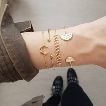 Load image into Gallery viewer, IPARAM Vintage Stone Moon Shell Bracelet Set 2019 Bohemian Geometric Gold Silver Tassel Metal Bracelet &amp; Bracelet Jewelry Gift
