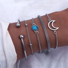 Load image into Gallery viewer, IPARAM Vintage Stone Moon Shell Bracelet Set 2019 Bohemian Geometric Gold Silver Tassel Metal Bracelet &amp; Bracelet Jewelry Gift
