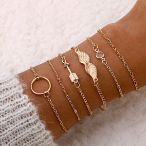 IPARAM Vintage Stone Moon Shell Bracelet Set 2019 Bohemian Geometric Gold Silver Tassel Metal Bracelet & Bracelet Jewelry Gift